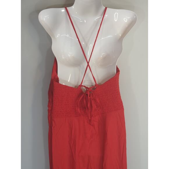 ZARA Red Slip Midi Dress Womens MED Twisted Cocktail‎ Wedding Blogger Favorite - Picture 7 of 13